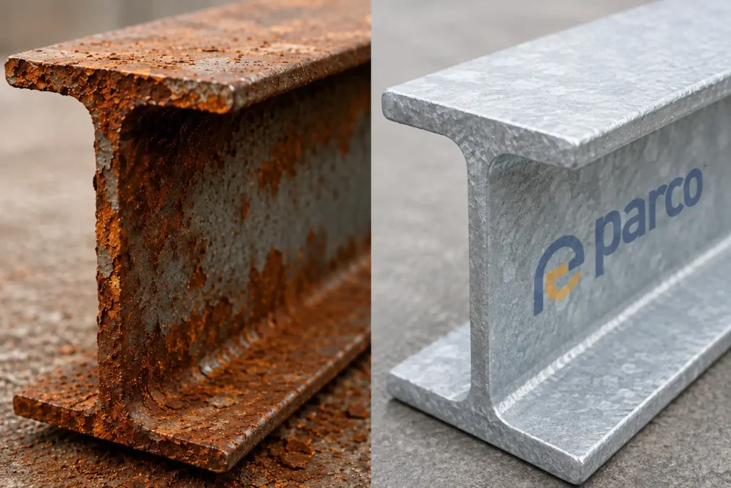 Hot-dip galvanized steel structure with zinc coating for corrosion protection in India