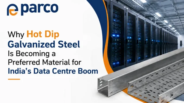 Hot dip galvanized steel components used in modern data centre infrastructure