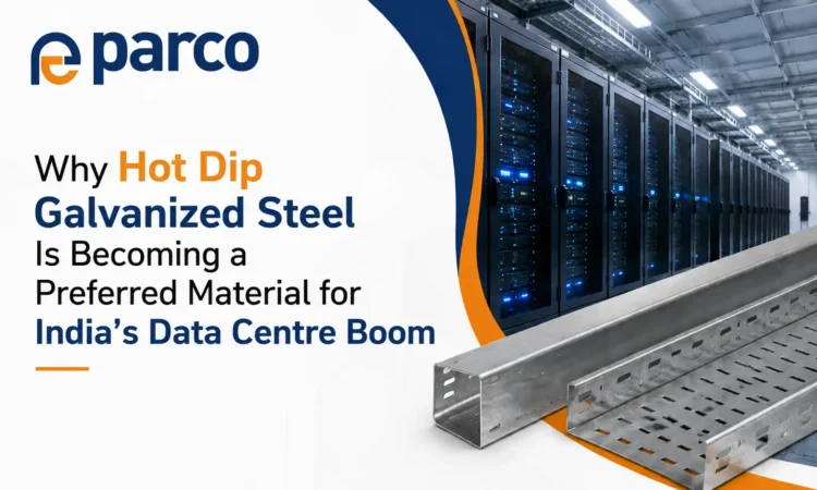 Hot dip galvanized steel components used in modern data centre infrastructure